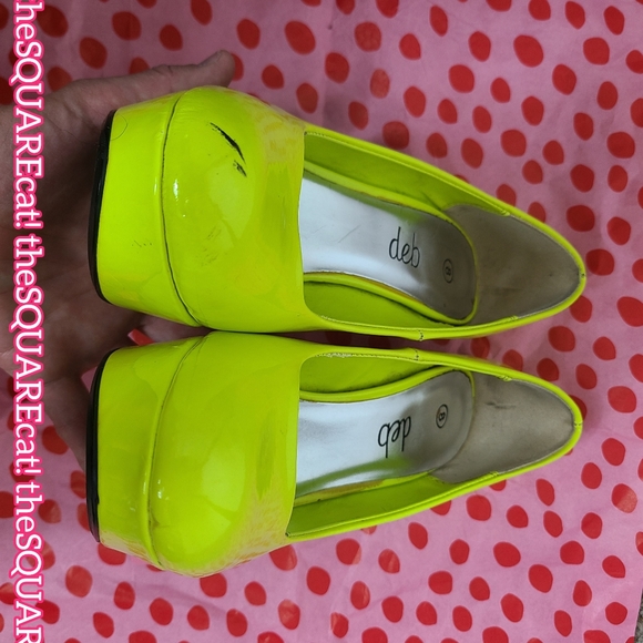 DEB pinup retro neon yellow platform high heels Rave festival night club size 8 - Picture 7 of 7